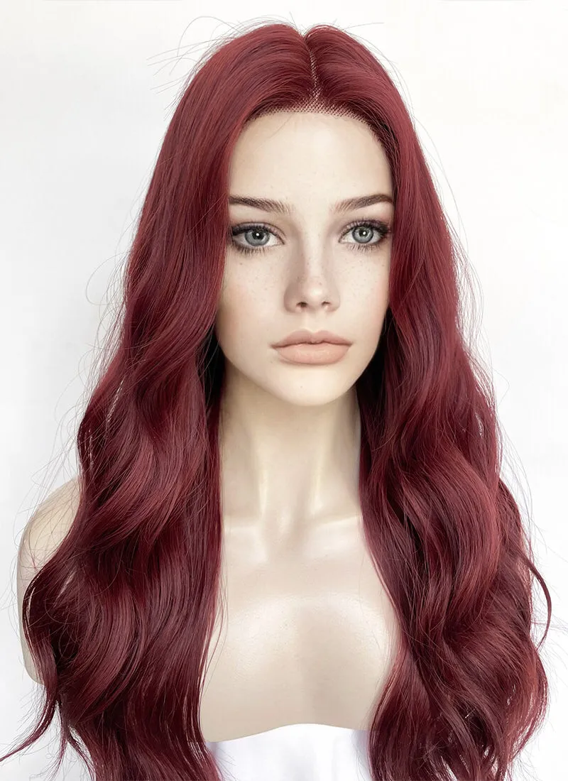 Burgundy Red Wavy Lace Front Synthetic Hair Wig LF3353