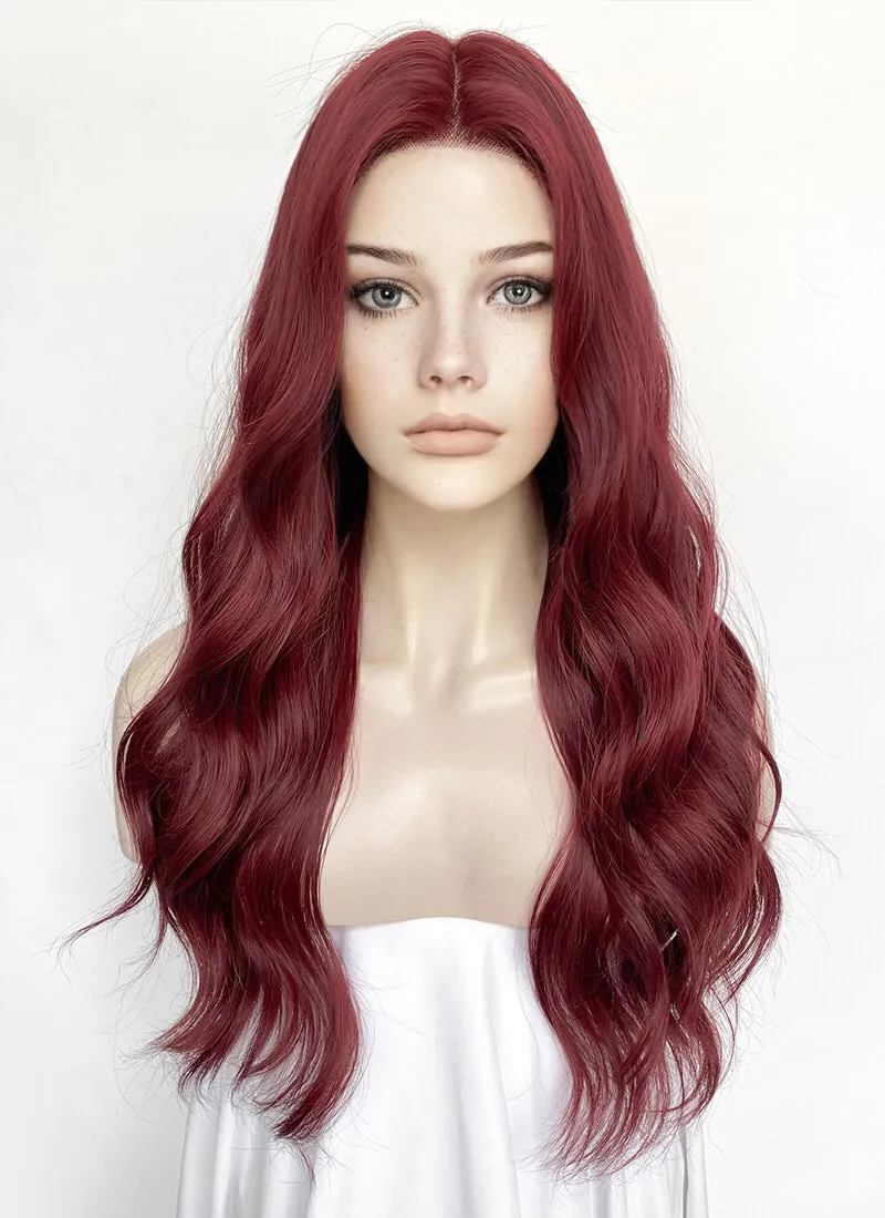 Burgundy Red Wavy Lace Front Synthetic Hair Wig LF3353