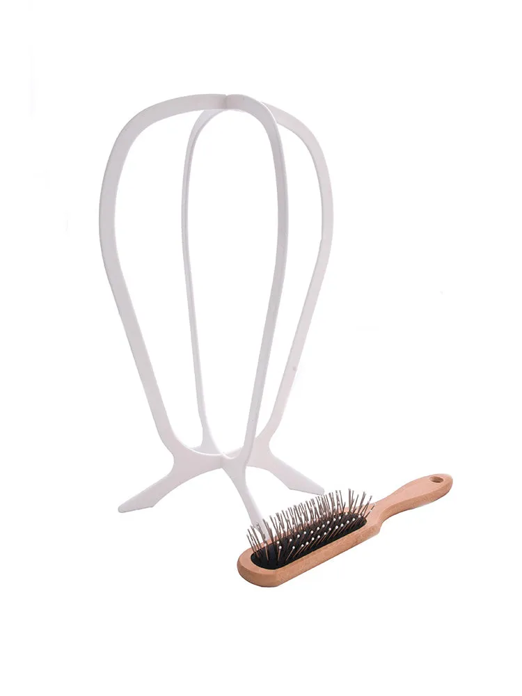 Collapsible Wig Stand & Wooden Brush Set