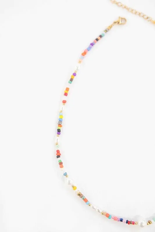 Color Wave Beaded Pearl Necklace