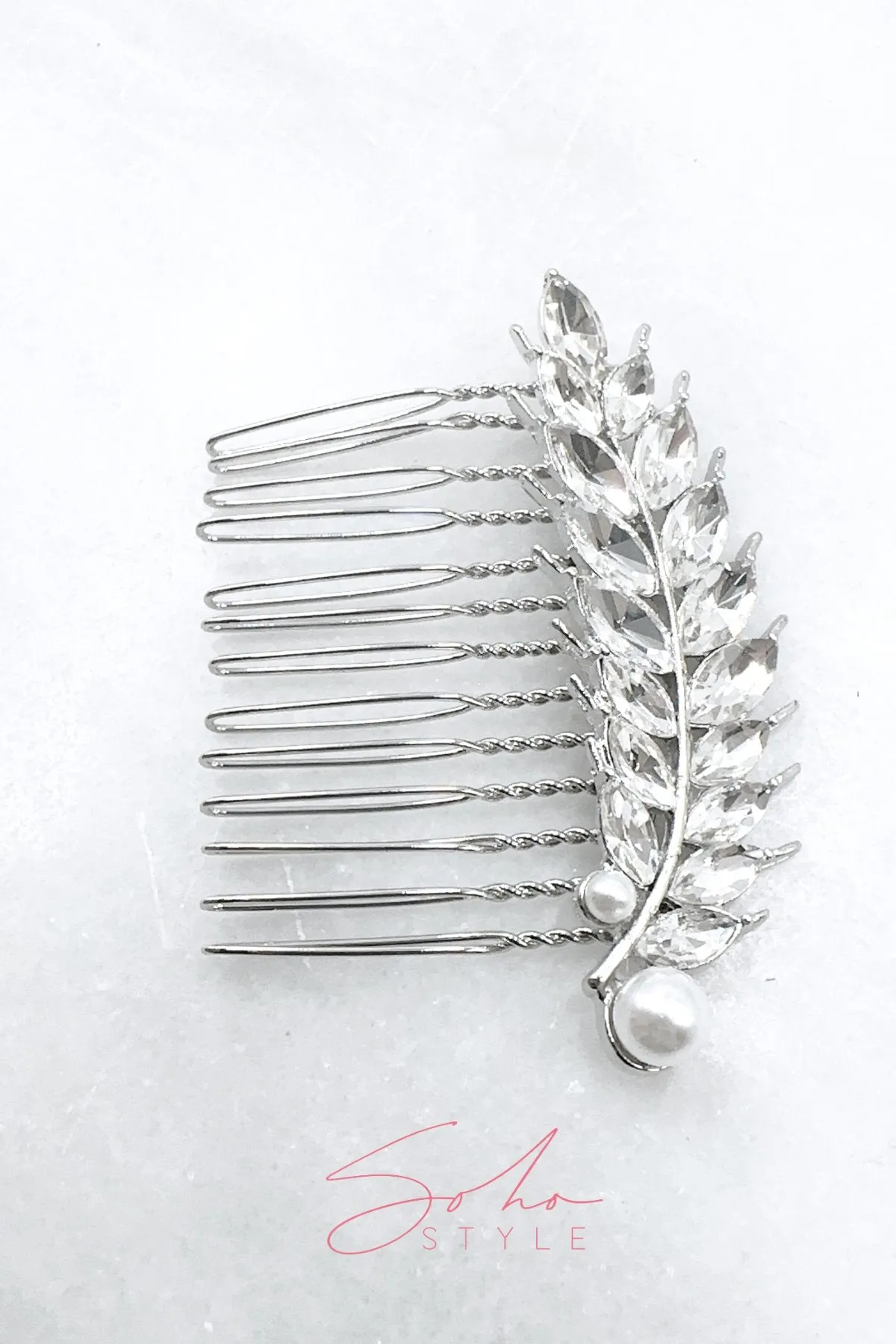 Crystal Feather Burst Hair Comb