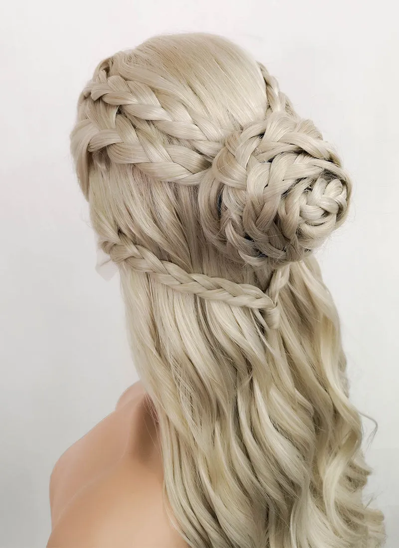 Game of Thrones Daenerys Targaryen Light Ash Blonde Braided Lace Front Synthetic Wig LF2039