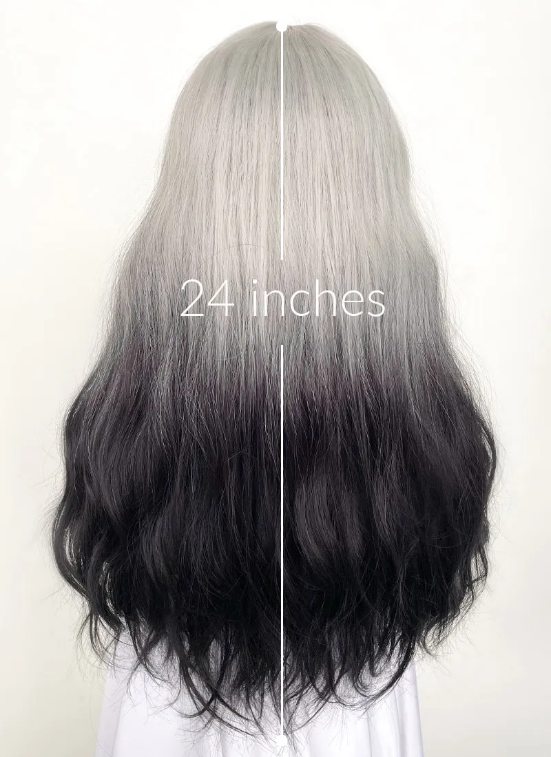 Grey Black Ombre Wavy Synthetic Hair Wig NS437