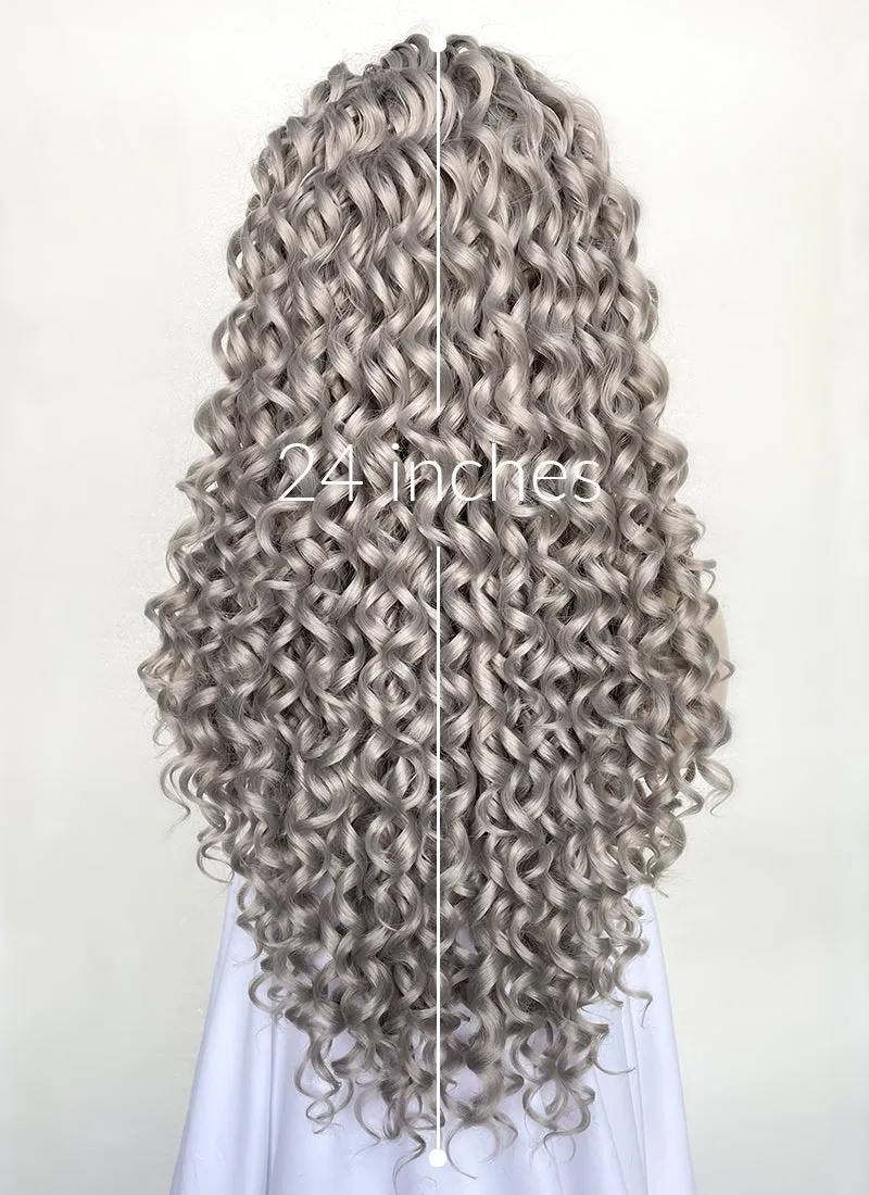 Grey Curly Lace Front Synthetic Wig LF1317