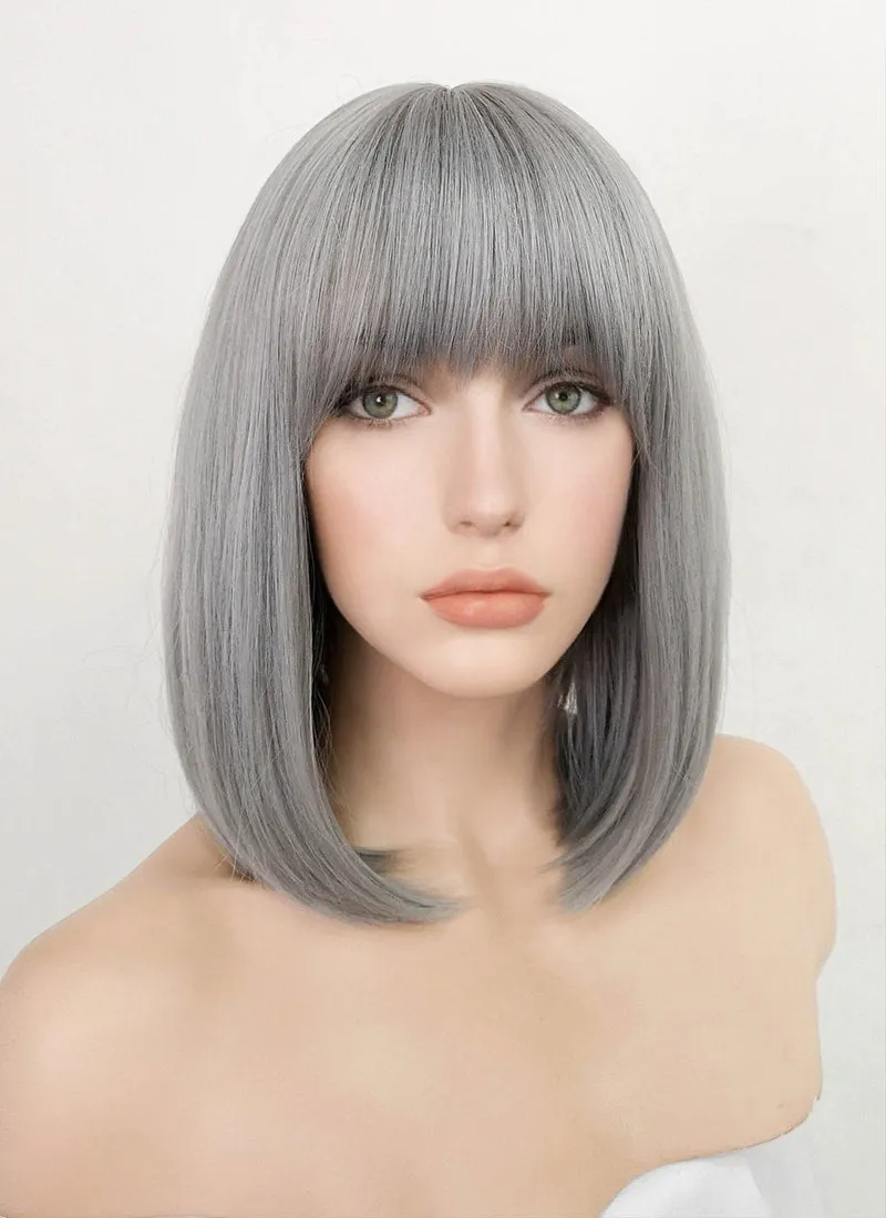 Grey Straight Bob Synthetic Hair Wig NS257