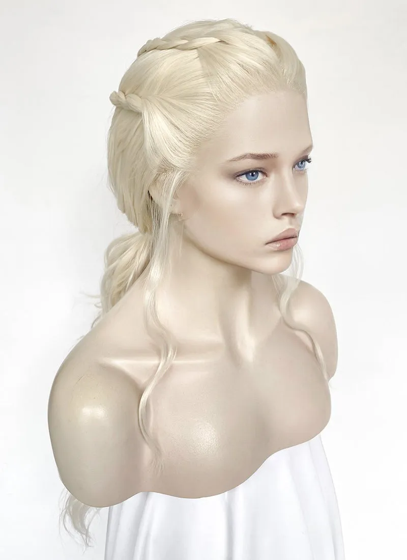 House of the Dragon Queen Rhaenyra Targaryen Platinum Blonde Braided Lace Front Synthetic Wig LF2168