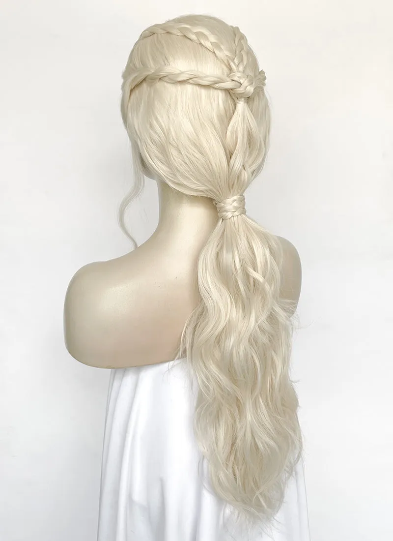 House of the Dragon Queen Rhaenyra Targaryen Platinum Blonde Braided Lace Front Synthetic Wig LF2168