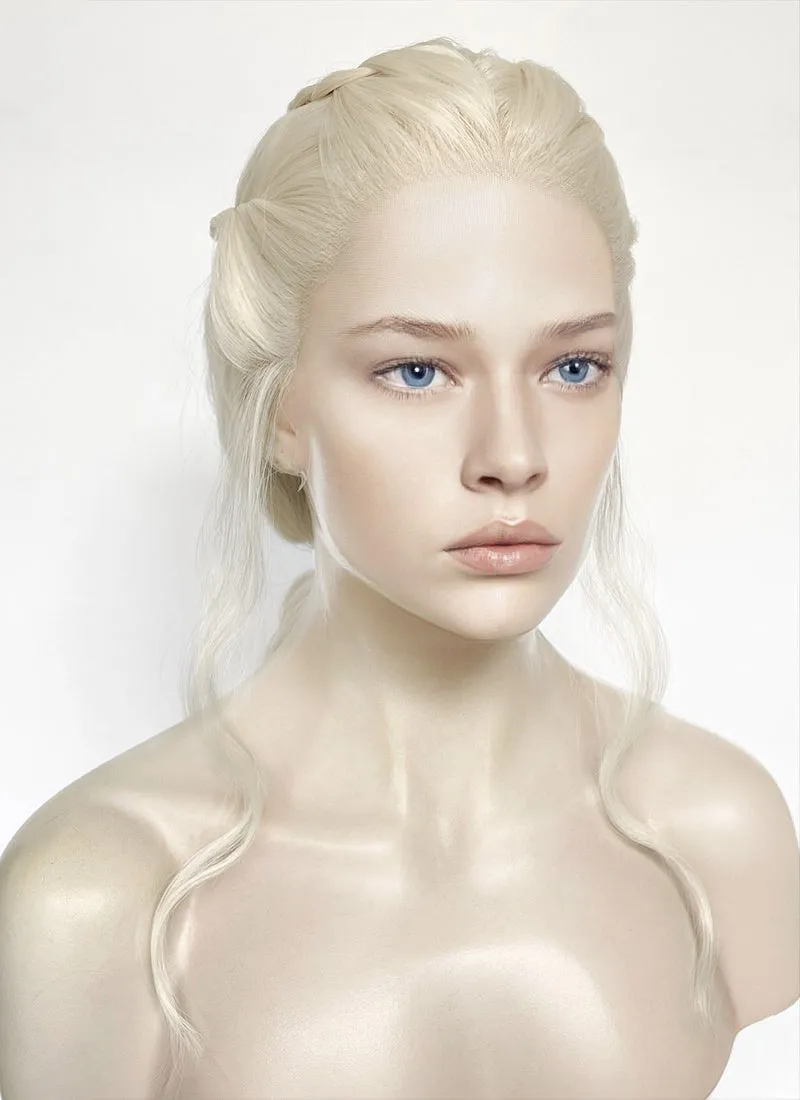 House of the Dragon Queen Rhaenyra Targaryen Platinum Blonde Braided Lace Front Synthetic Wig LF2168