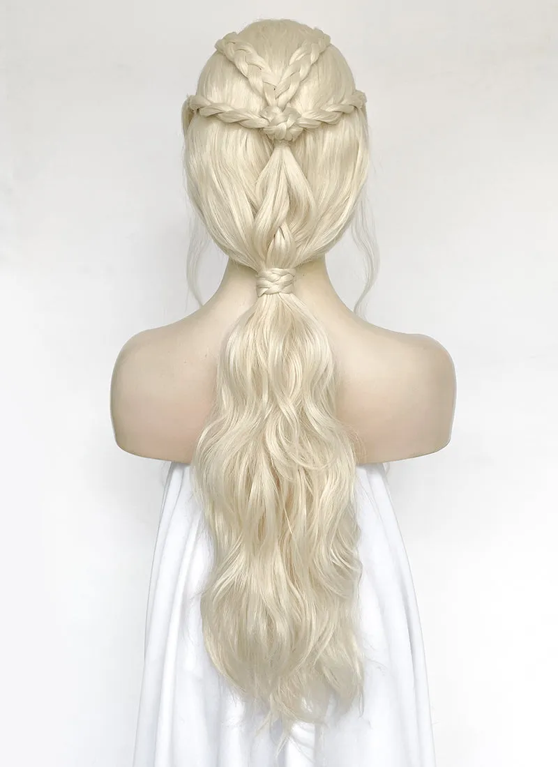 House of the Dragon Queen Rhaenyra Targaryen Platinum Blonde Braided Lace Front Synthetic Wig LF2168