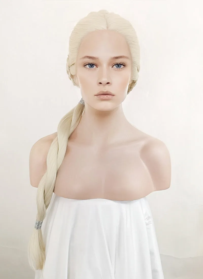 House of the Dragon Rhaenyra Targaryen Platinum Blonde Braided Lace Front Synthetic Wig LF2118