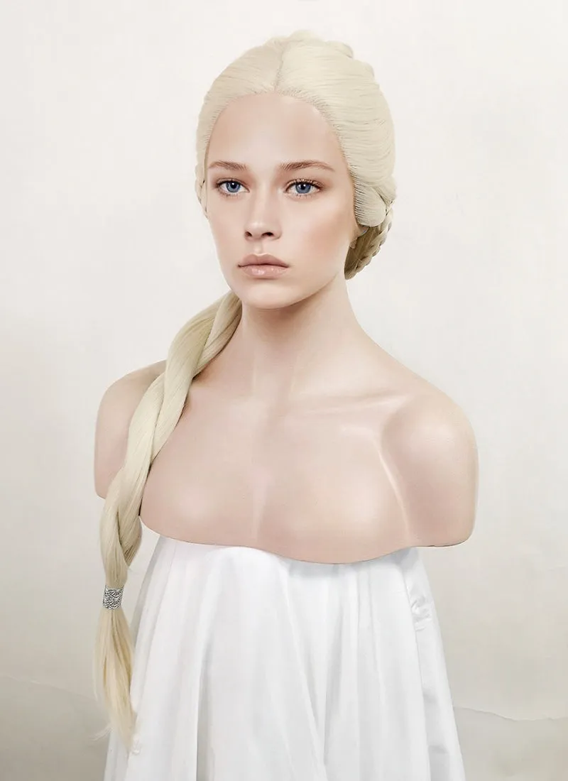 House of the Dragon Rhaenyra Targaryen Platinum Blonde Braided Lace Front Synthetic Wig LF2118