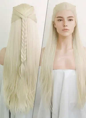 House of the Dragon Young Princess Rhaenyra Targaryen Platinum Blonde Braided Lace Front Synthetic Wig LF2109