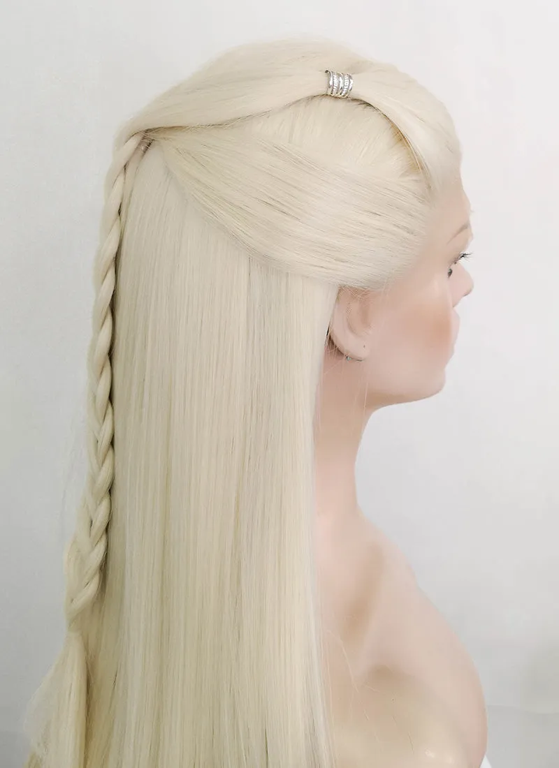 House of the Dragon Young Princess Rhaenyra Targaryen Platinum Blonde Braided Lace Front Synthetic Wig LF2109