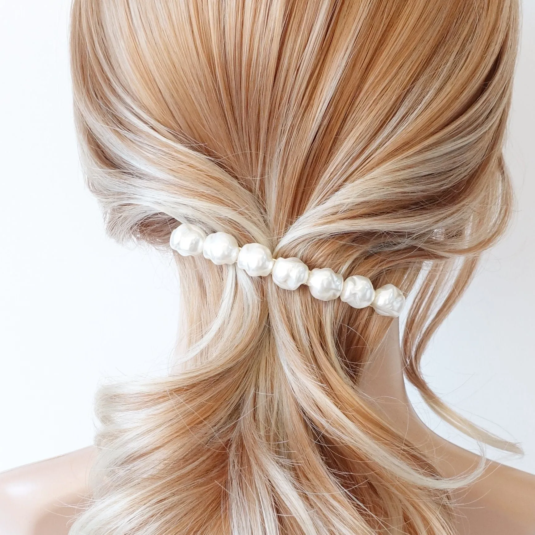 irregular pearl embellished french hair barrette women hair accessories