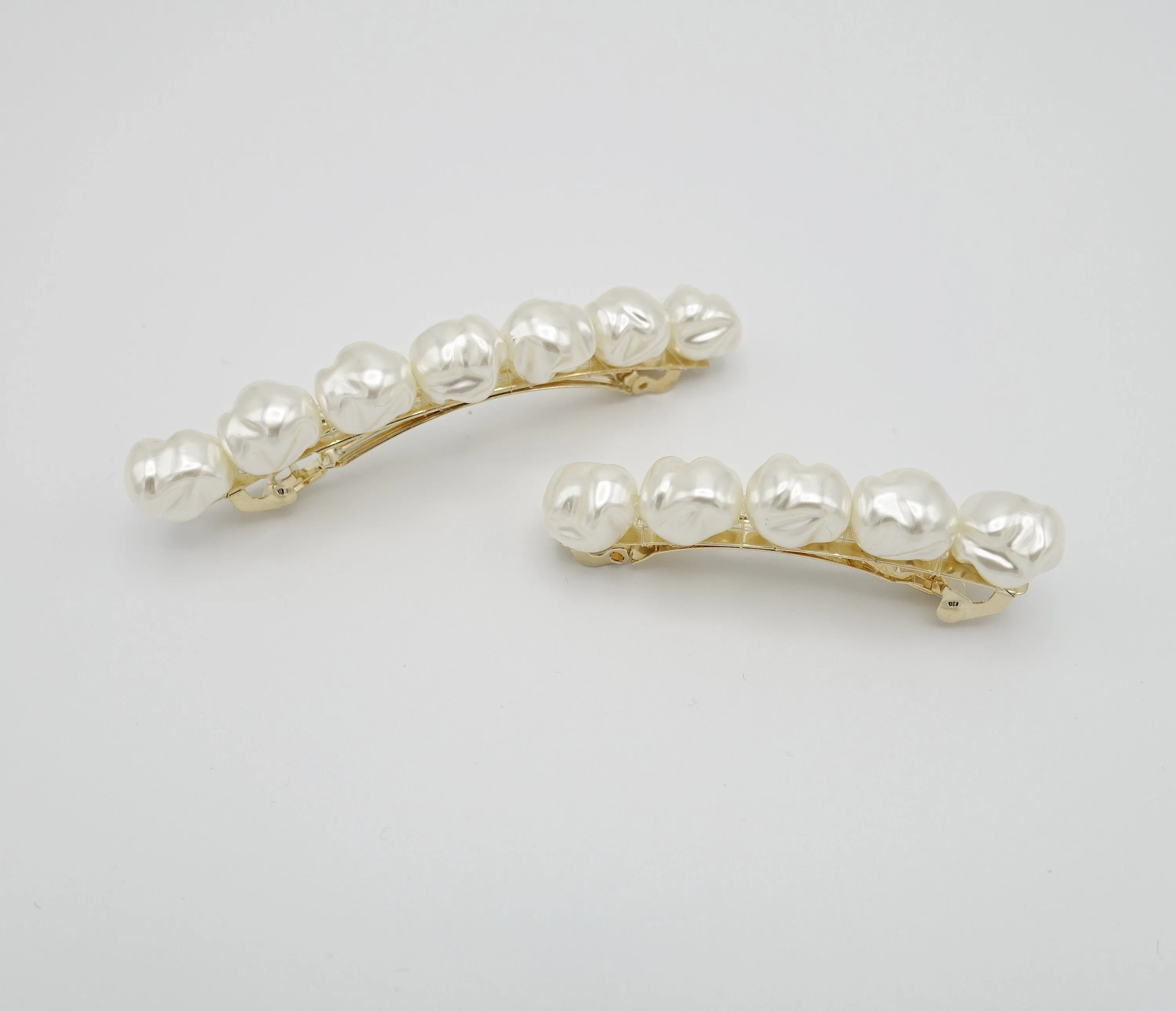 irregular pearl embellished french hair barrette women hair accessories