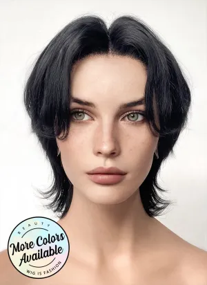 Jet Black Wolf Cut Lace Front Synthetic Men's Wig LF6016