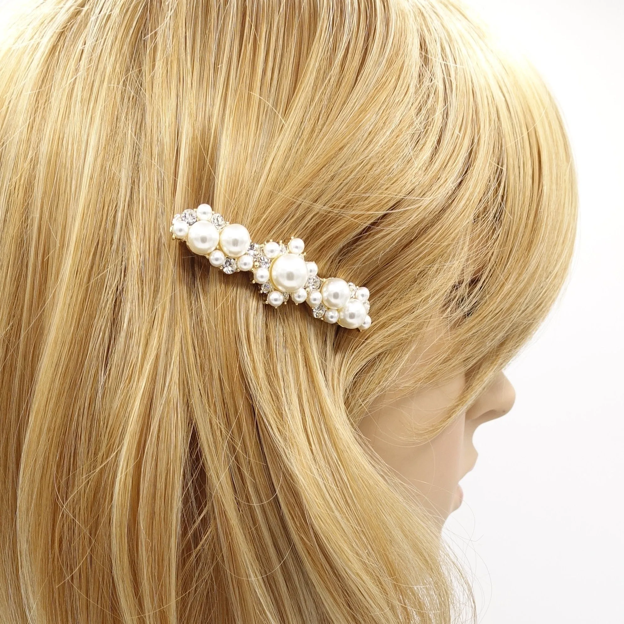 jewel flower hair barrette pearl rhinestone embellished hair accessory for women