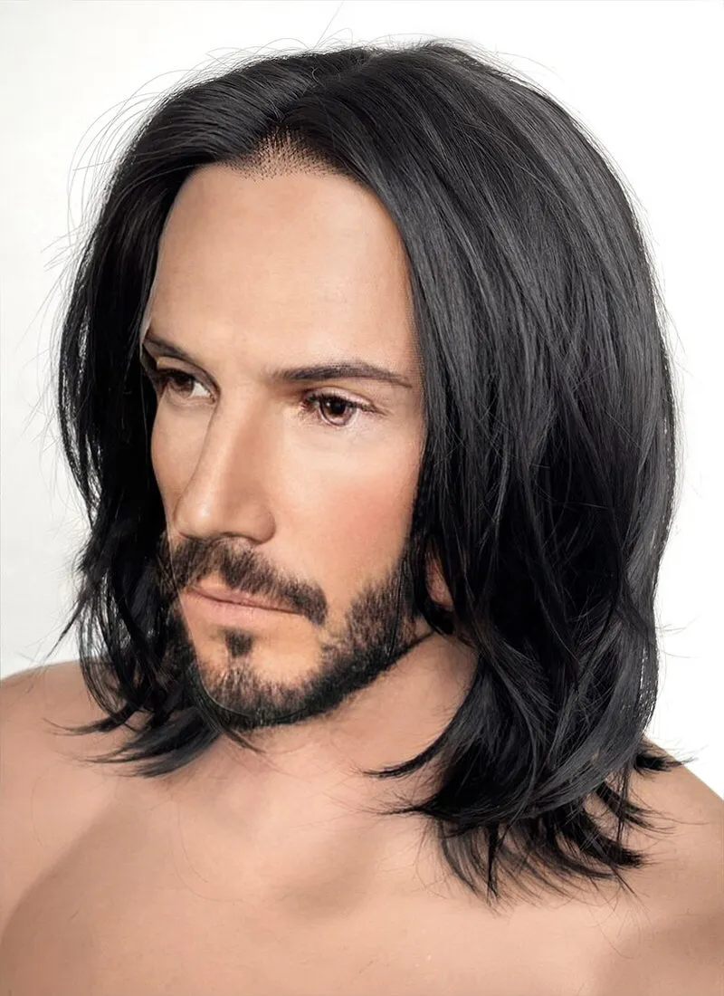 John Wick Black Wavy Lace Front Synthetic Men's Wig LFK5543