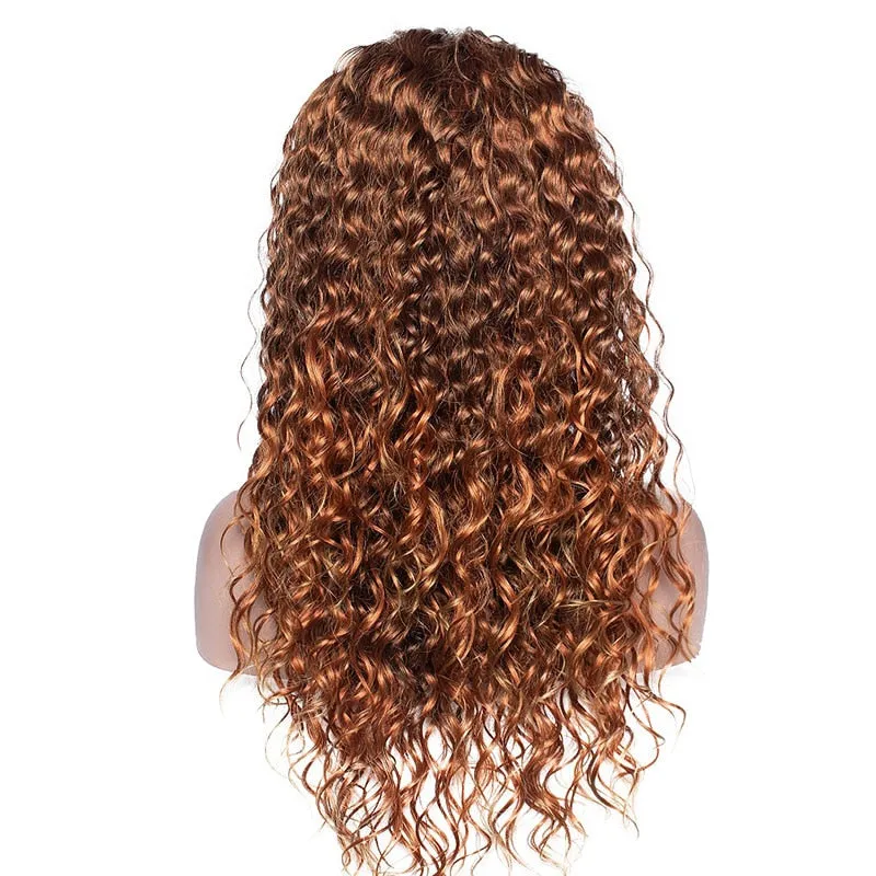 Kinky Curly Headband Wigs For Afro Women Brown Synthetic Wigs Medium Length Heat Resistant Daily Wig