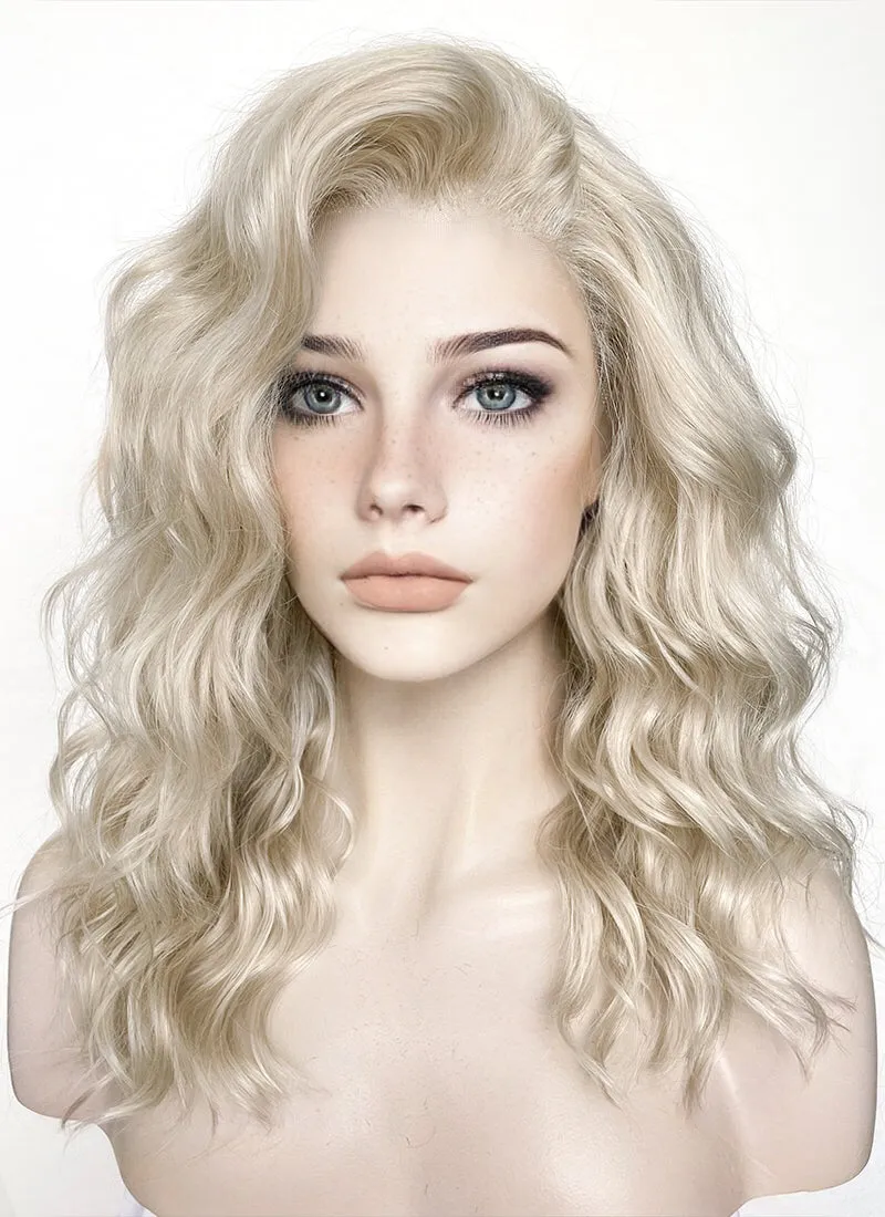 Light Ash Blonde Wavy Lace Front Synthetic Wig LF6004