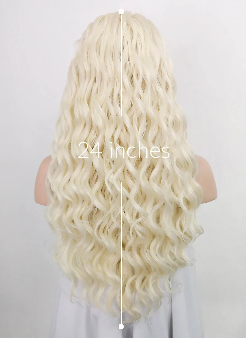 Light Blonde Curly Lace Front Synthetic Wig LF3225