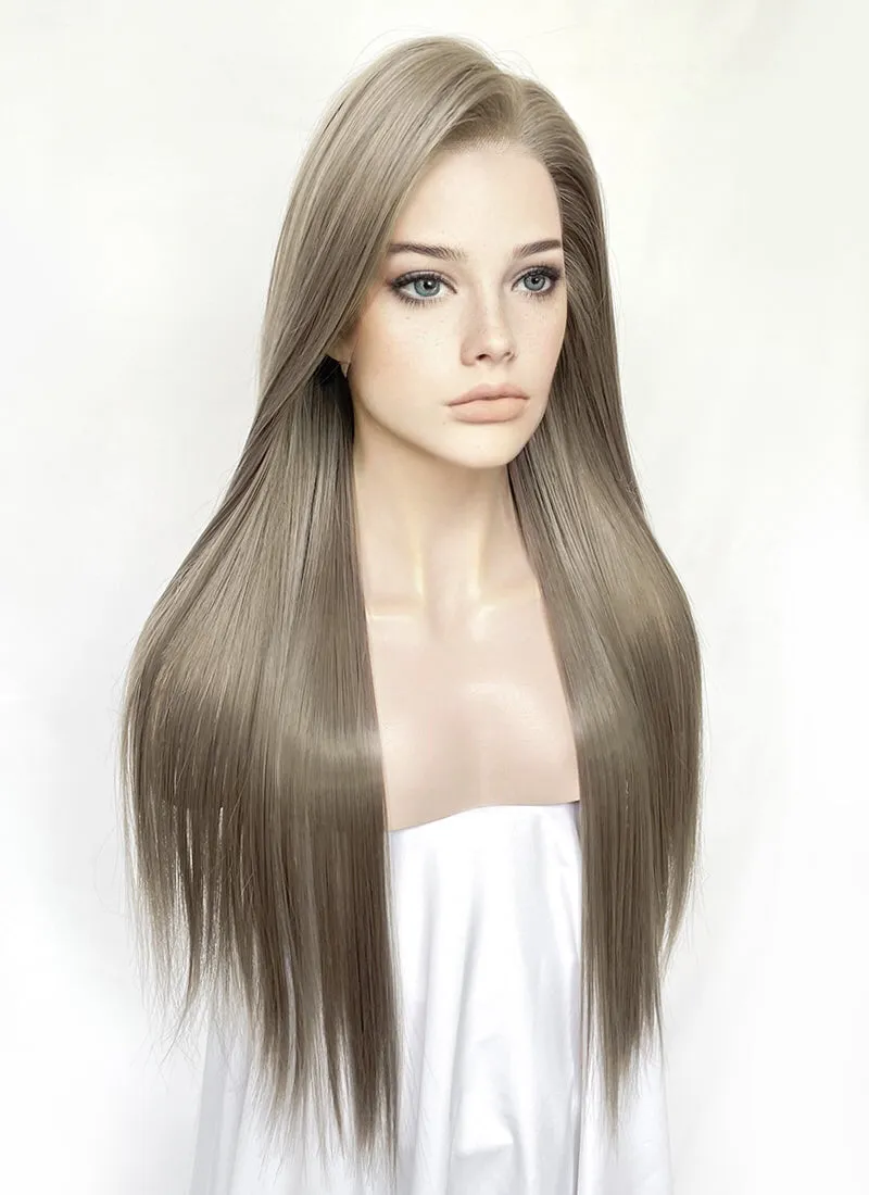 Linen Ash Grey Straight Lace Front Kanekalon Synthetic Wig LF3326