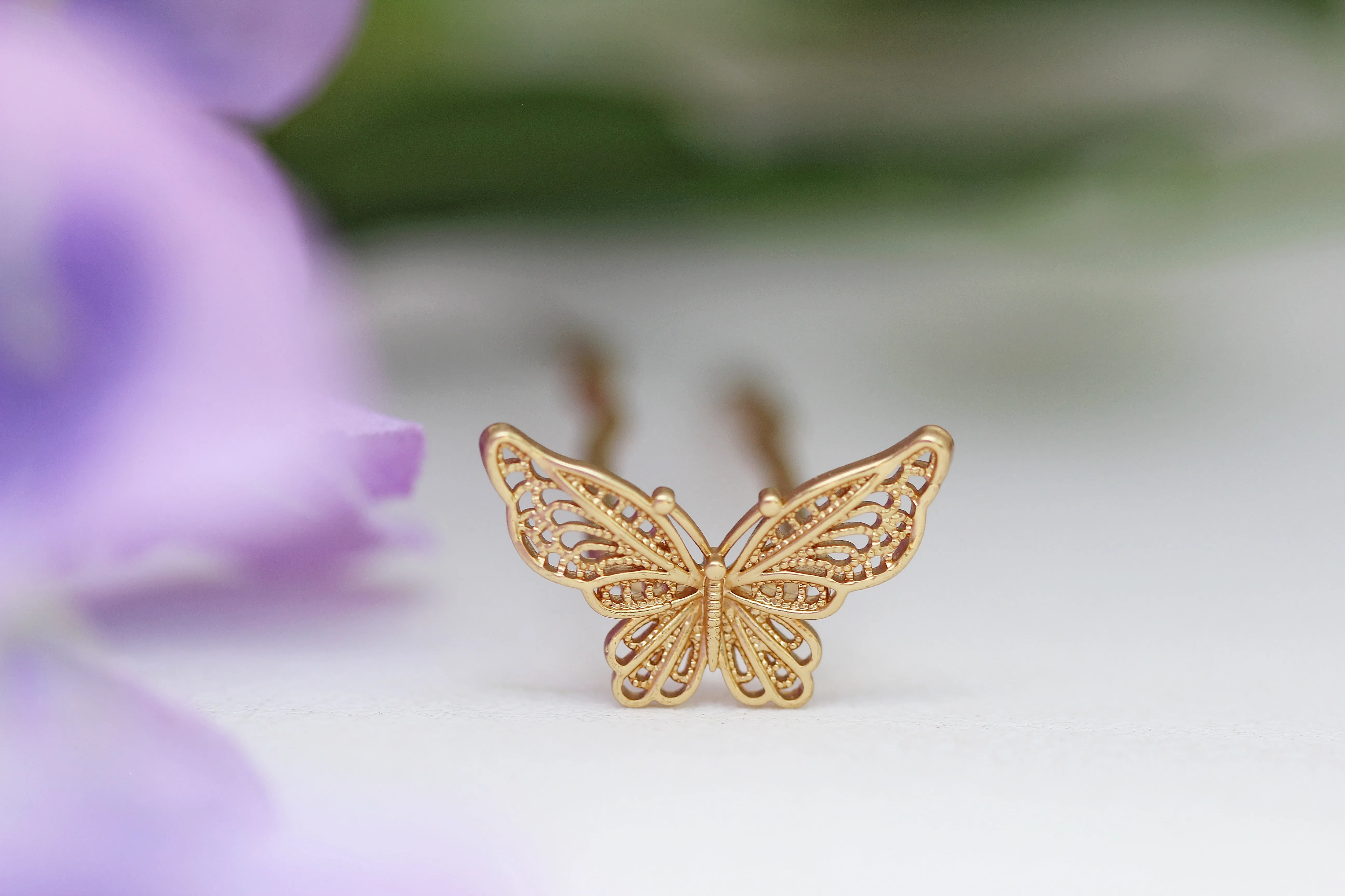 Little Filigree Butterfly Hair Prong