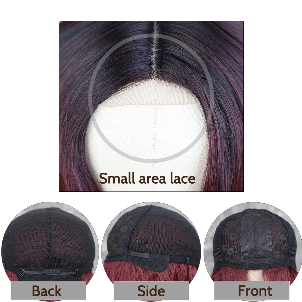 Long Body Wave Red Wig Synthetic Wigs  Natural Middle Part  Wig Brown Black Cosplay Hairs