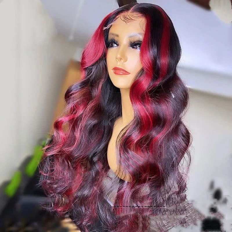 LovelyRLovely 99j Burgundy Highlight Human Hair Wig