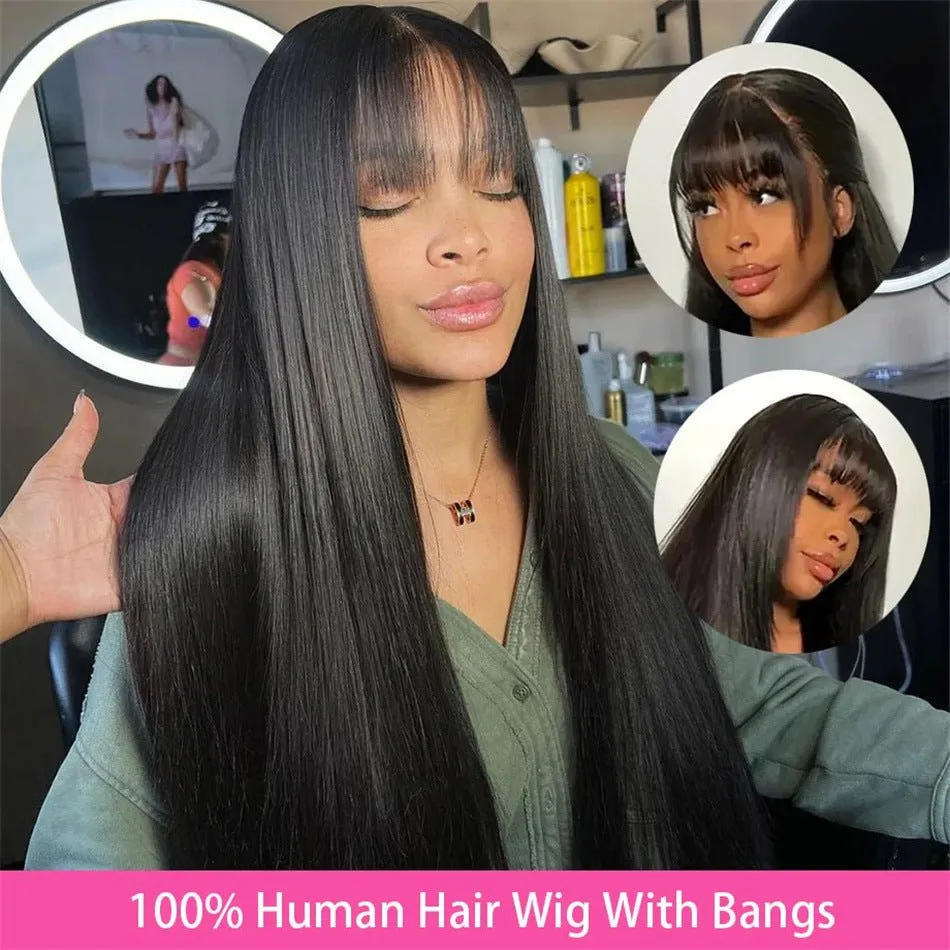 LovelyRLovely Human Hair Bang Straight Wig