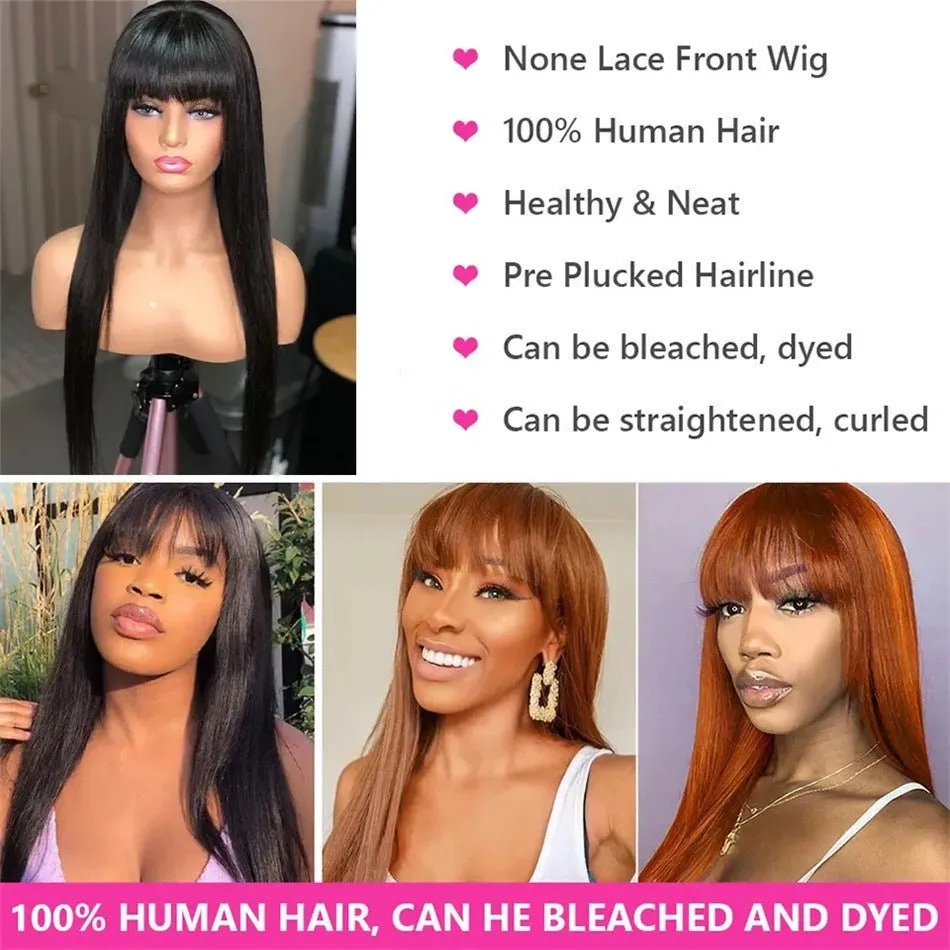 LovelyRLovely Human Hair Bang Straight Wig