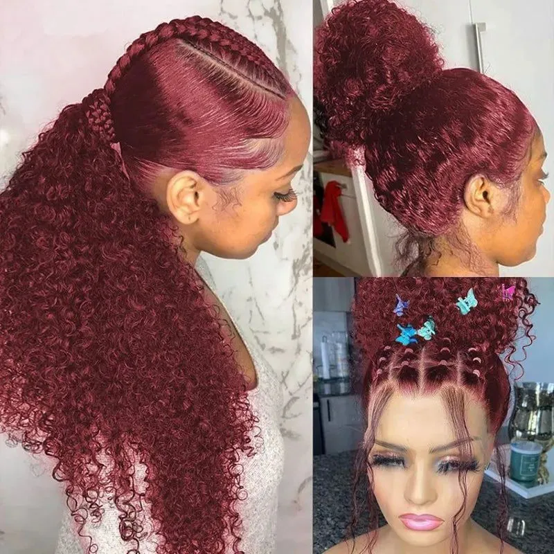 LovelyRLovly 180% Glueless Burgundy Lace Front Wig