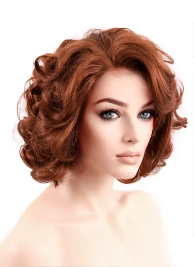 Marvel Black Widow Auburn Curly Bob Lace Front Synthetic Wig LF253