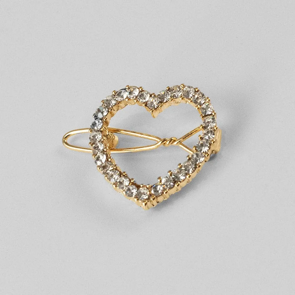 Mini Crystal Heart Hair Clip