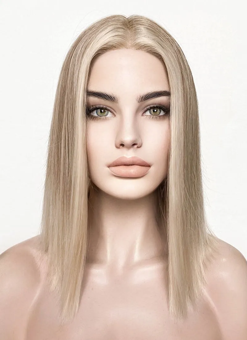 Mixed Blonde Money Piece Straight Lace Front Kanekalon Synthetic Wig LF3258