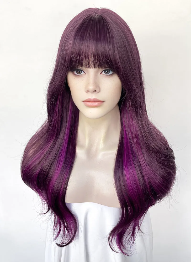 Mixed Purple Wavy Synthetic Hair Wig NS581