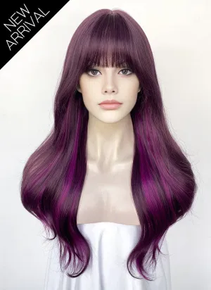 Mixed Purple Wavy Synthetic Hair Wig NS581