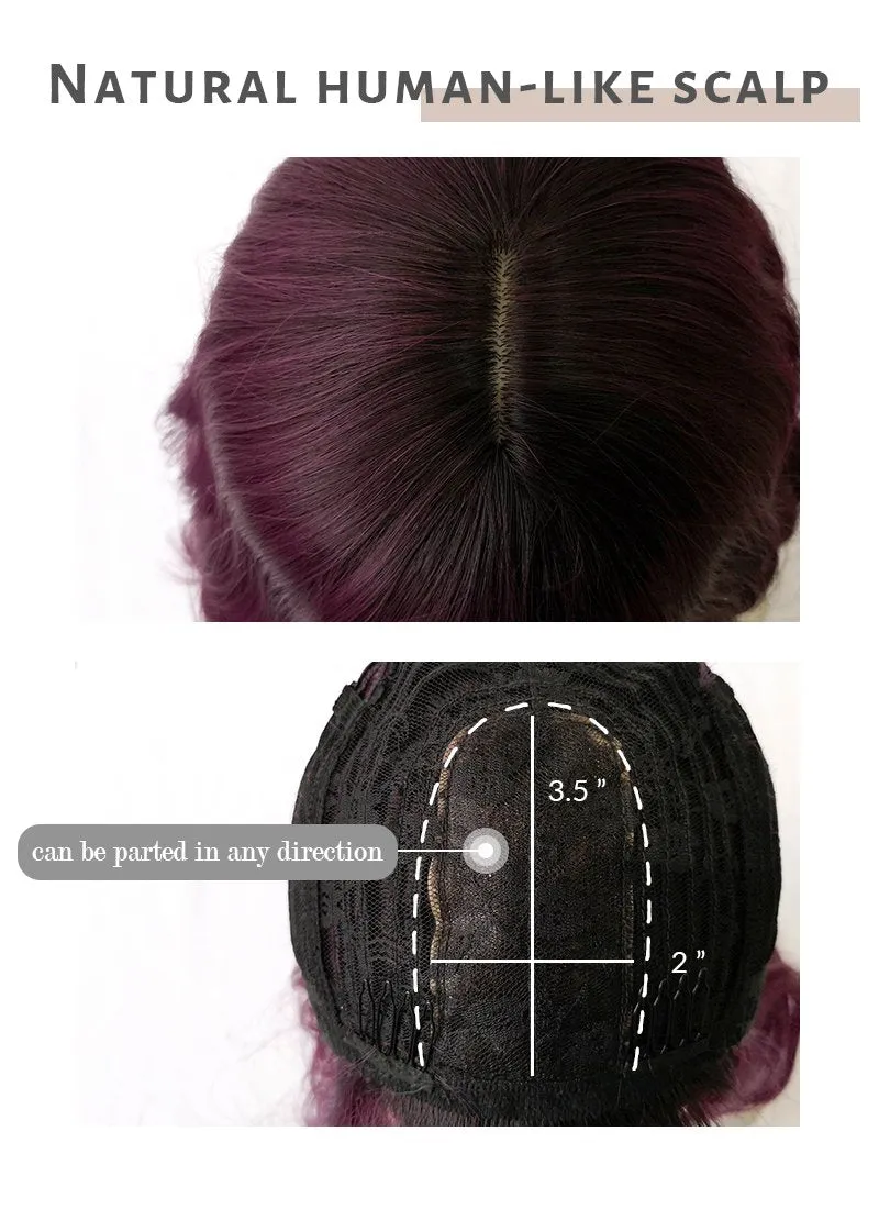 Mixed Purple With Dark Roots Wavy Bob Synthetic Wig NS114