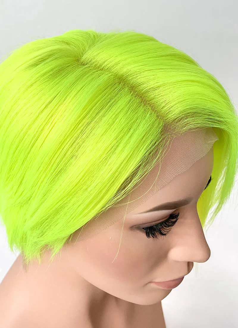 Neon Green Straight Bob 13" x 6" Lace Top Synthetic Wig LFS032