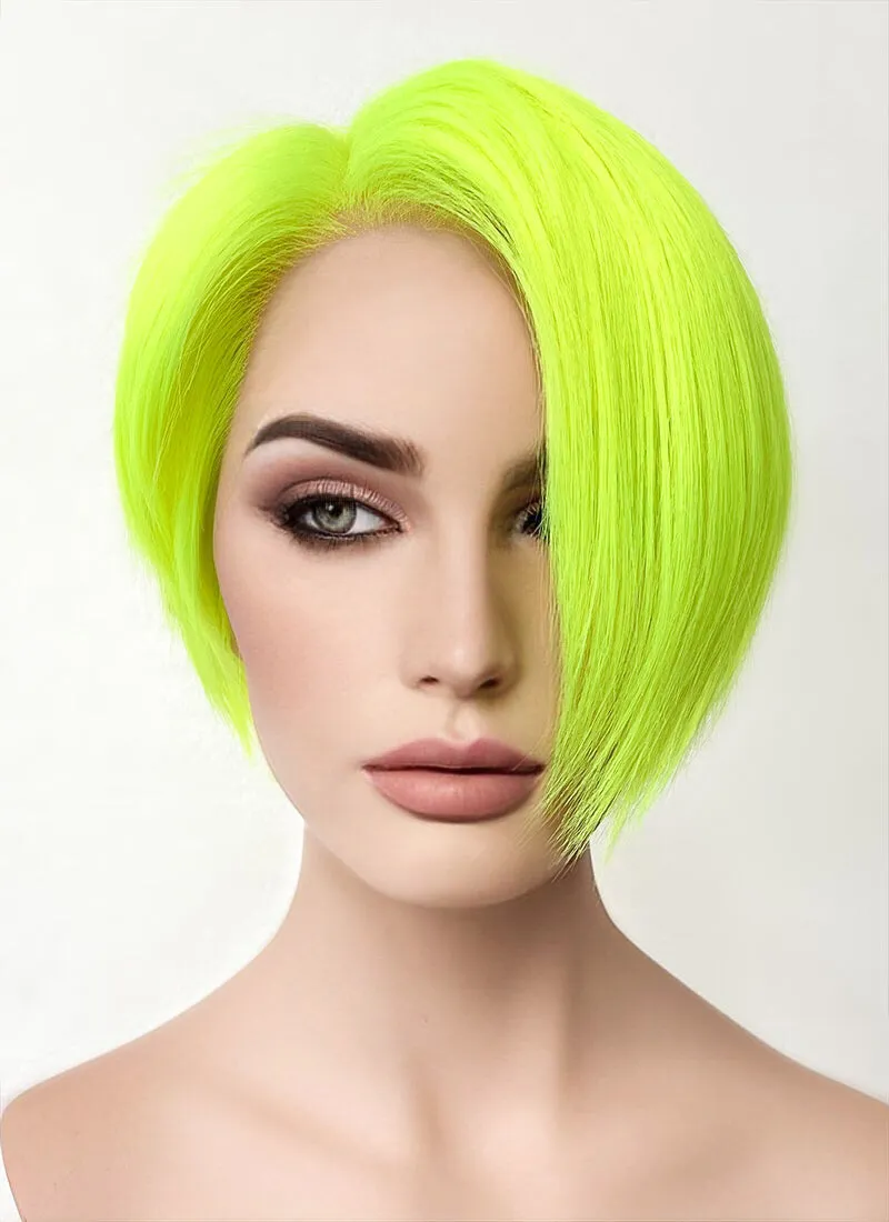 Neon Green Straight Bob 13" x 6" Lace Top Synthetic Wig LFS032