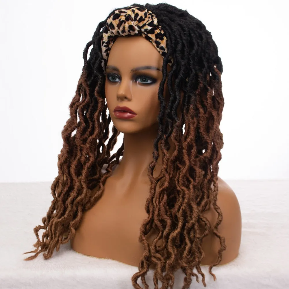 Ombre Synthetic Dreadlock Faux Locs Braids Wigs locs Wigs With Headband Natural Looking Soft Dreads Braid Twist Wigs