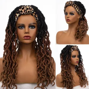 Ombre Synthetic Dreadlock Faux Locs Braids Wigs locs Wigs With Headband Natural Looking Soft Dreads Braid Twist Wigs