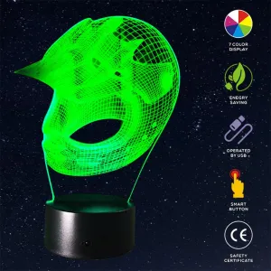 ON 3D Colorful Football Cap Toy Helmet Led Light Gift Furnitures Illusion Lights