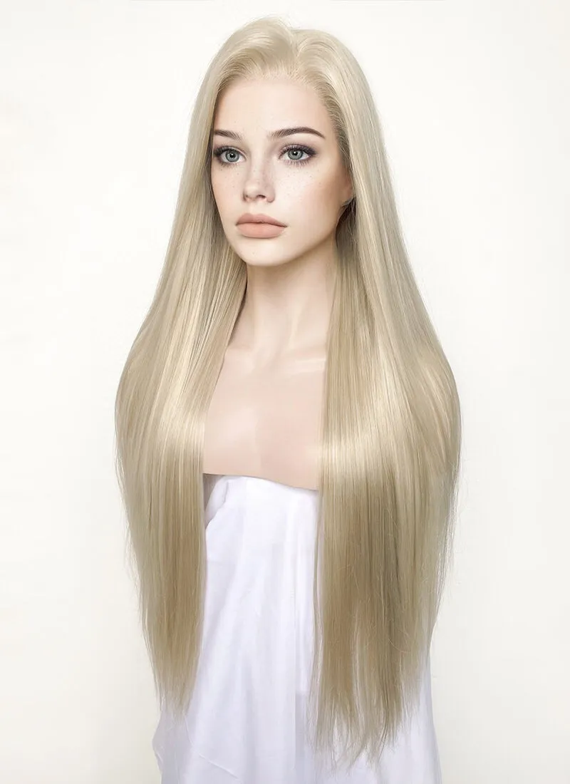 Pastel Ash Blonde Straight Lace Front Synthetic Wig LW780