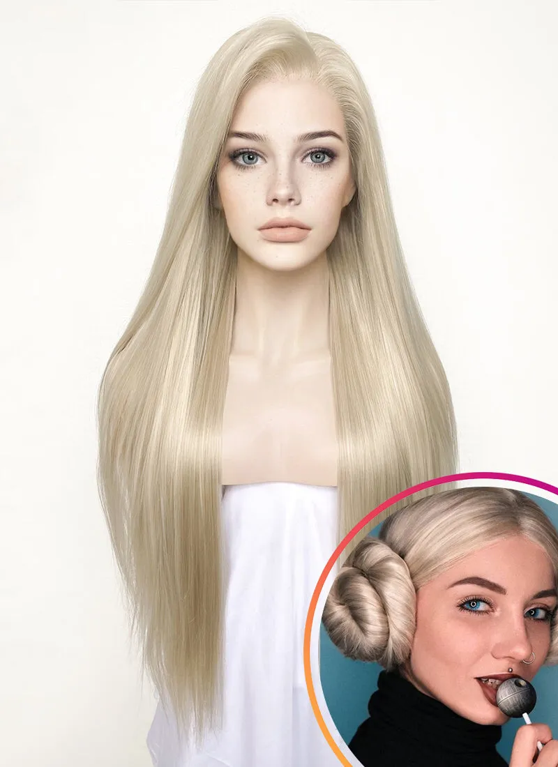 Pastel Ash Blonde Straight Lace Front Synthetic Wig LW780