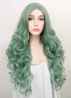 Pastel Green Wavy Lace Front Synthetic Wig LF5117