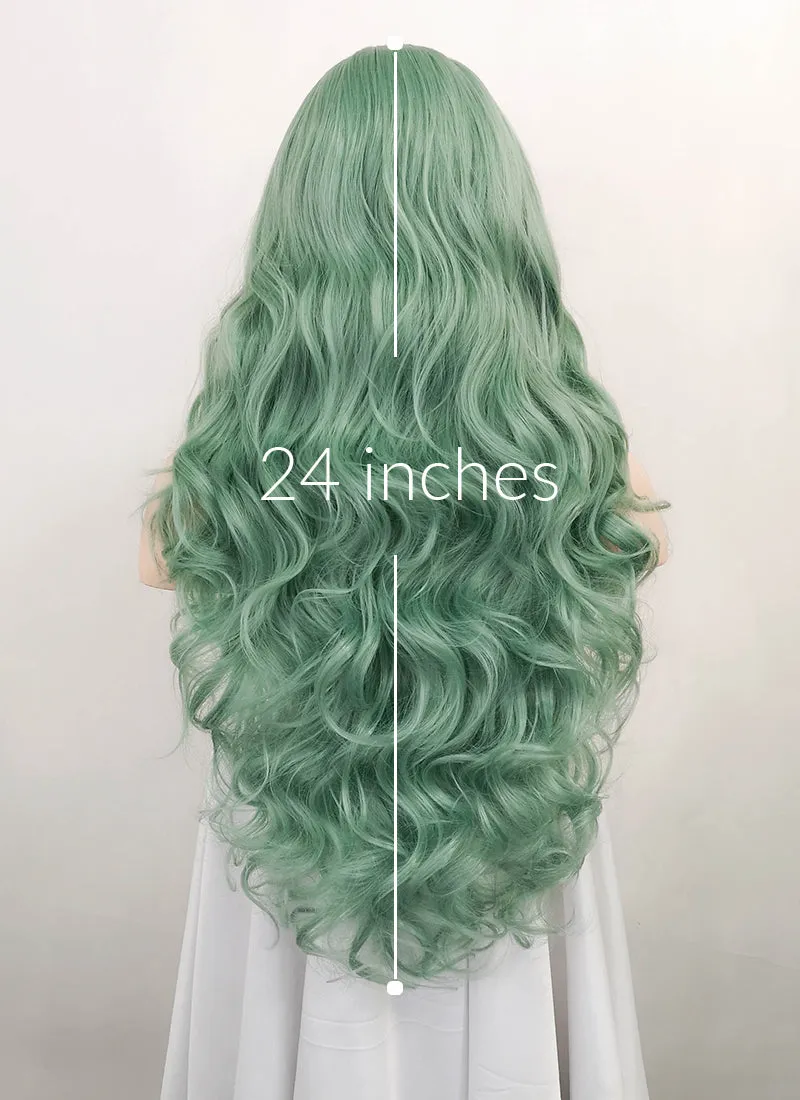 Pastel Green Wavy Lace Front Synthetic Wig LF5117