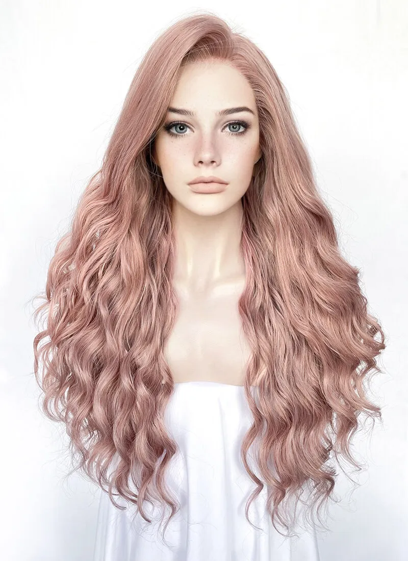 Pastel Pale Plum Wavy Lace Front Synthetic Wig LW4034