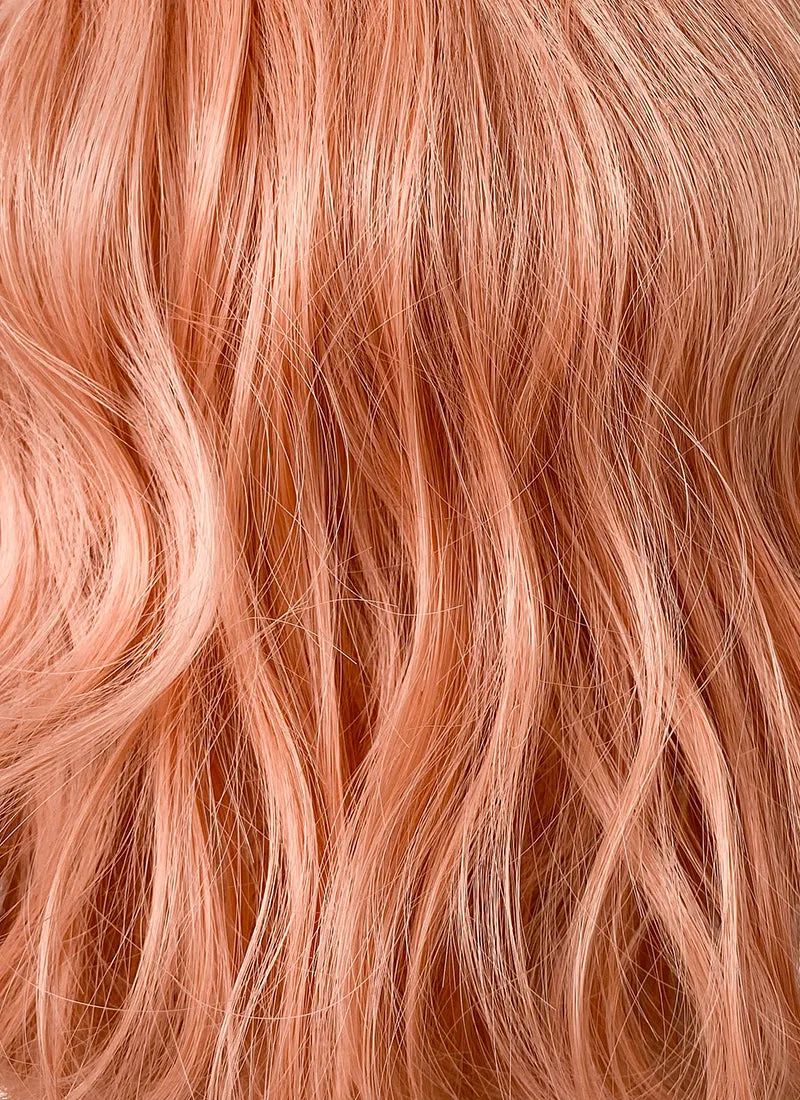 Pastel Peach Pink Wavy Bob Synthetic Wig CM197