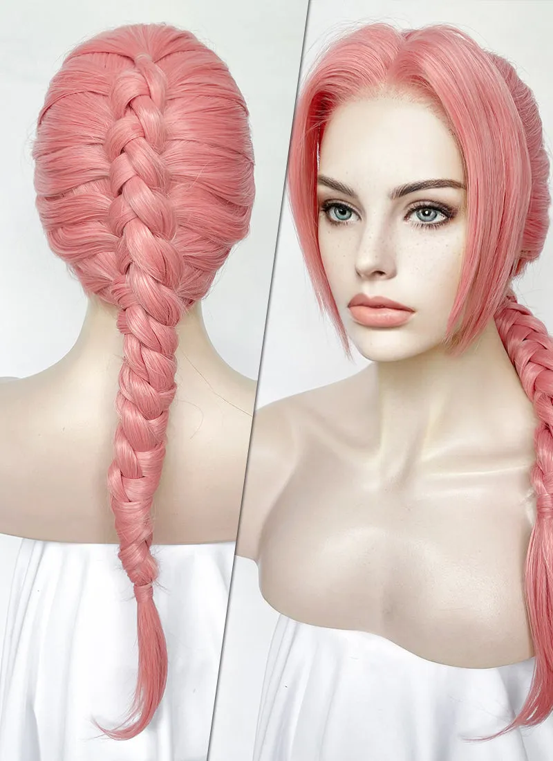 Pastel Pink Braided Lace Front Synthetic Wig LF2165